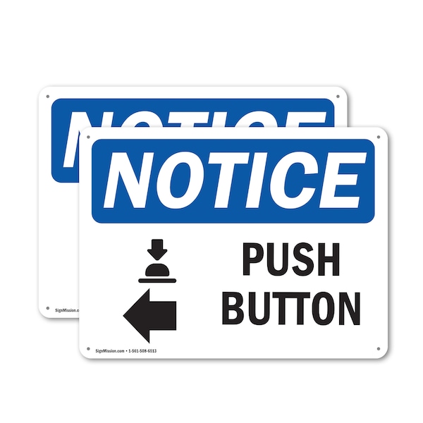 Signmission Push Button (Left Arrow), 18 in W x Rectangle, Plastic OS-2PACK-NS-P-1218-L-17922 - main